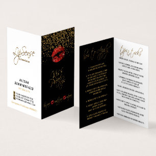 Instructies voor Red Lips & Gold Confetti Visitekaartje