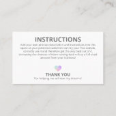 Instructies voor regenboogvrije monsteringrediënte visitekaartje (Achterkant)