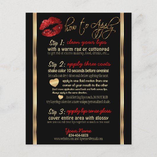 Instructies voor Rode Glitter Lippenstift Flyer (Voorkant)