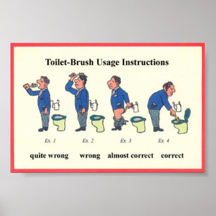 Instructies voor toiletpenseel poster