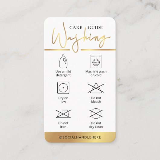 Instructies voor wassen van witte en gouden Logo Visitekaartje (Voorkant)