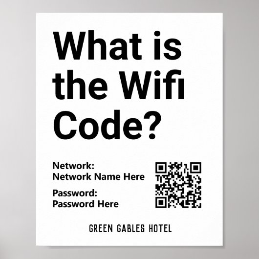 Instructies voor WiFi-code plus QR-code op een Poster (Voorkant)