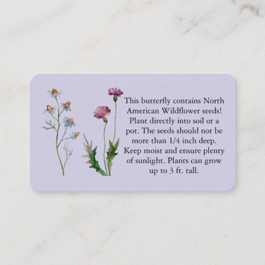 Instructies voor zaaizaad over standaardVisitekaar Visitekaartje (Voorkant)