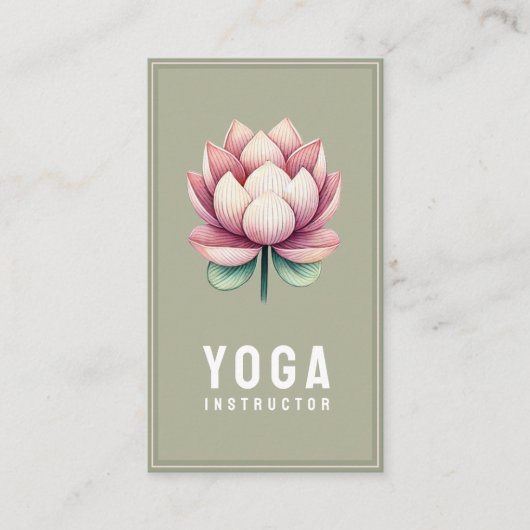 instructor yoga pilates flor de loto rosa verde visitekaartje (Voorkant)