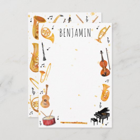 Instrument en Muziek Dank u Nota Briefpapier Bedankkaart (Voorkant / Achterkant)