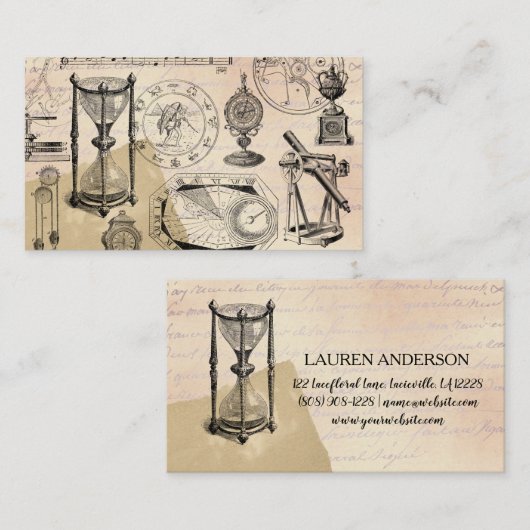 Instrumenten van het uur van steampunk visitekaartje (Voorkant / Achterkant)