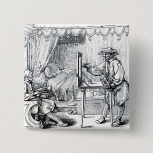 Instrumenten van wiskundige precisie vierkante button 5,1 cm