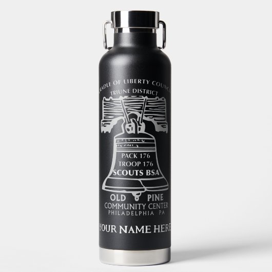Insulated Water Bottle - Black (Personalized) Waterfles (Voorkant)
