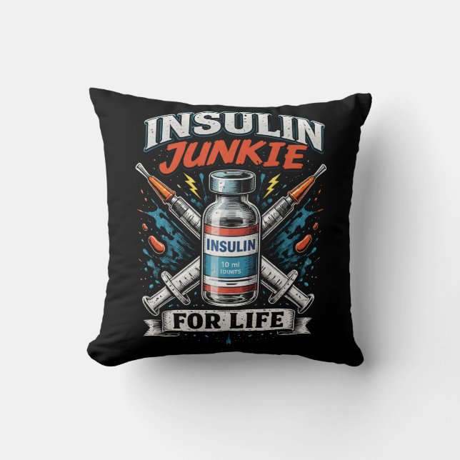 Insuline Junkie Voor Het Leven  Kussen (Voorkant)