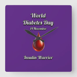 Insuline Warrior. Werelddiabetesdag. Vierkante Klok