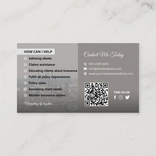 Insurance Agency, Insurance Agent, Broker, Adviser Visitekaartje (Achterkant)