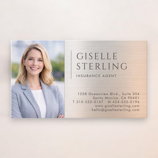 Insurance Agent Photo Brushed Metal Visitekaartje