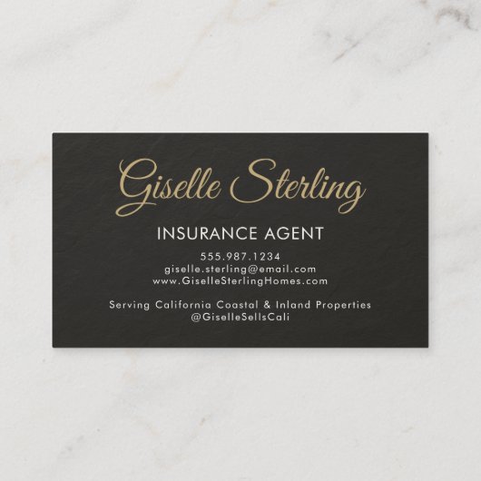 Insurance Agent Slate Stone Black Photo QR Code Visitekaartje (Achterkant)