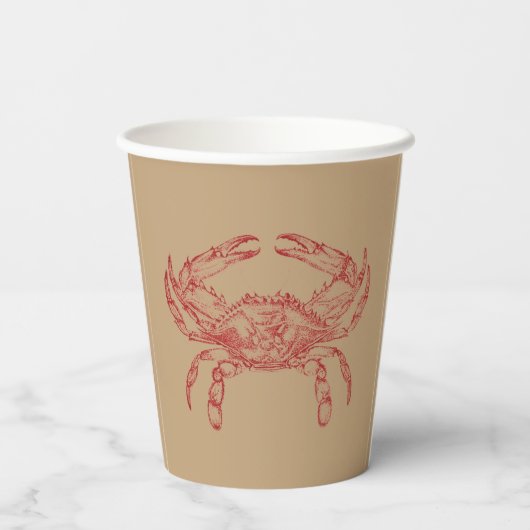 intacte rode krab papieren bekers (Achterkant)