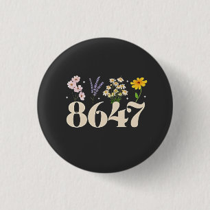 intage 8647, Anti Trump, Bloemendecor Feministe, S Ronde Button 3,2 Cm