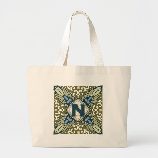 Intaglio Letter N Grote Tote Bag (Voorkant)