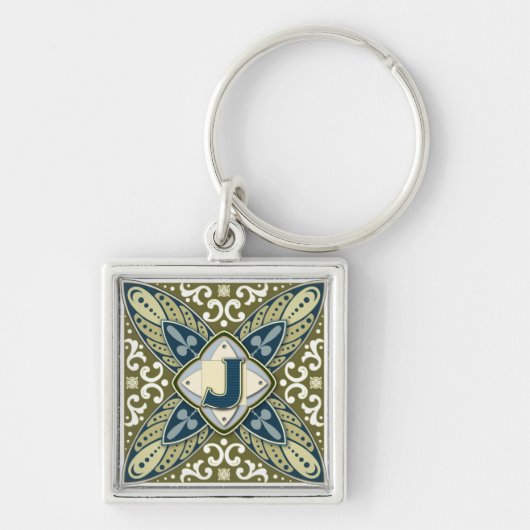 Intaglio Monogram Letter J Sleutelhanger (Voorkant)
