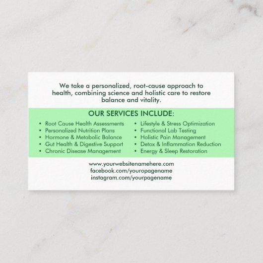 Integratieve gezondheidszorg - Functionele geneesk Visitekaartje (Achterkant)