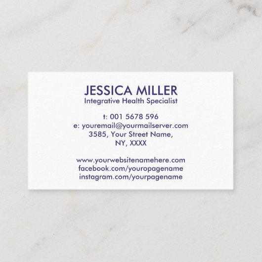 Integrative Healing Cross-functionele geneeskunde Visitekaartje (Achterkant)