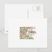 Integriteit doet het juiste, zelfs als ... briefkaart (Voorkant / Achterkant)