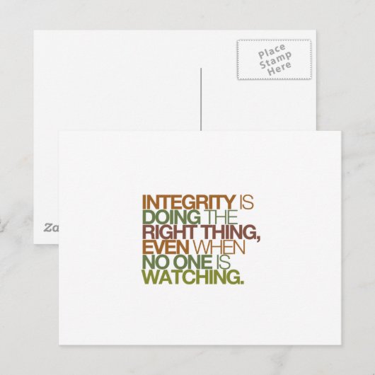 Integriteit doet het juiste, zelfs als ... briefkaart (Voorkant / Achterkant)