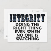 Integriteit: Het juiste doen zelfs als... Briefkaart (Voorkant / Achterkant)