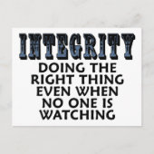 Integriteit: Het juiste doen zelfs als... Briefkaart (Voorkant)