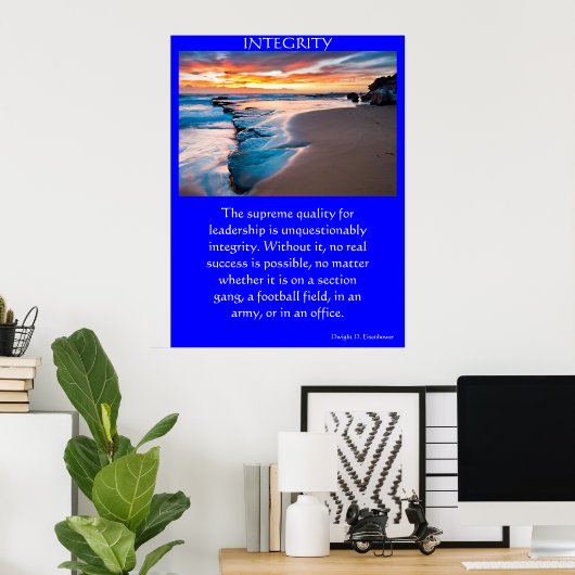 INTEGRITEIT majestueus oceaanstrand front Poster (Thuiskantoor)