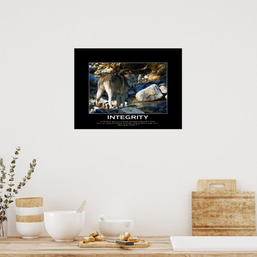 INTEGRITEIT Motivatie Grijze Wolf Art Print (Keuken)