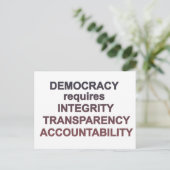 Integriteit van de democratie Transparantie Verant Briefkaart (Staand voorkant)