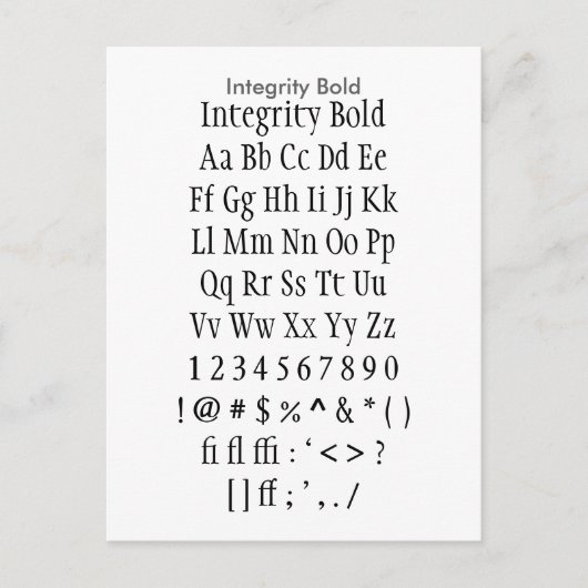 Integriteitsblok - voorbeeldvel Zazzle Font Briefkaart (Voorkant)