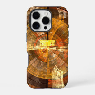 Integrity Radiale Abstracte Kunst in Warme Goudtin iPhone 16 Pro Hoesje