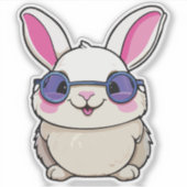 Intellectual Rabbit Sticker with Glasses (Voorkant)