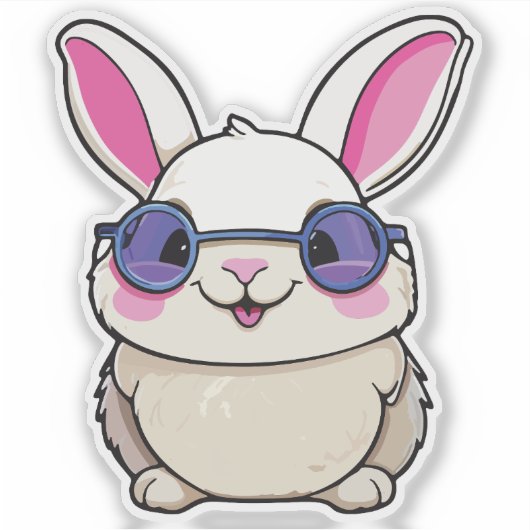 Intellectual Rabbit Sticker with Glasses (Voorkant)