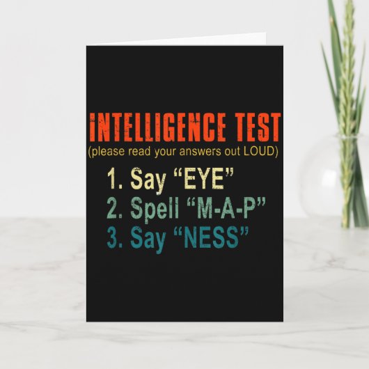 Intelligence Test Adult Humor Funny Sarcasm Graphi Kaart (Voorkant)