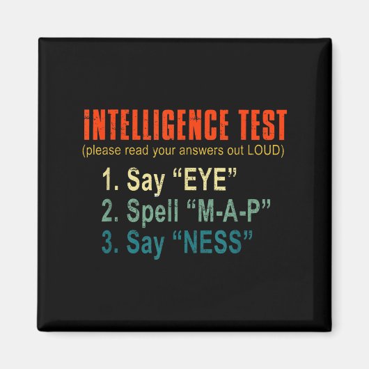 Intelligence Test Adult Humor Funny Sarcasm Graphi Magneet (Voorkant)