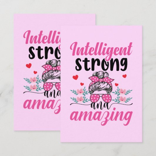 Intelligent Sterk & Verbazingwekkend Vrouwencitaat Bedankkaart (Voorkant / Achterkant)