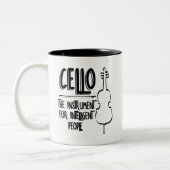 Intelligente cellist lijntekening tweekleurige koffiemok (Links)