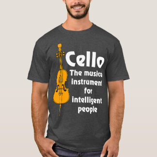 Intelligente cello witte tekst t-shirt