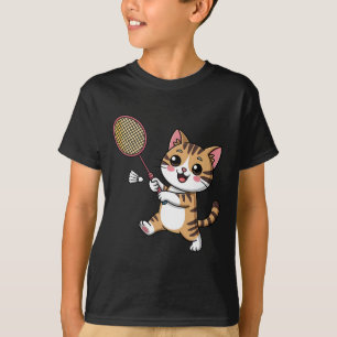 Intelligente kat spelen Dominton Grappig Humorous T-shirt