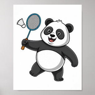 Intelligente panda die badminton speelt Grappig Hu Poster