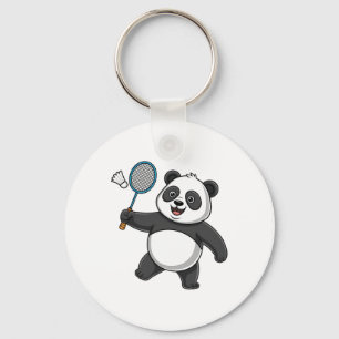 Intelligente panda die badminton speelt Grappig Hu Sleutelhanger