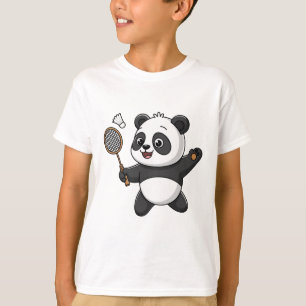 Intelligente panda die badminton speelt Grappig Hu T-shirt
