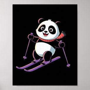 Intelligente panda die ski's doet Grappig Humorist Poster