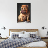 Intelligente Shar Pei hond met boekontwerp Canvas Afdruk (Insitu (Slaapkamer))