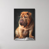 Intelligente Shar Pei hond met boekontwerp Canvas Afdruk (Voorkant)