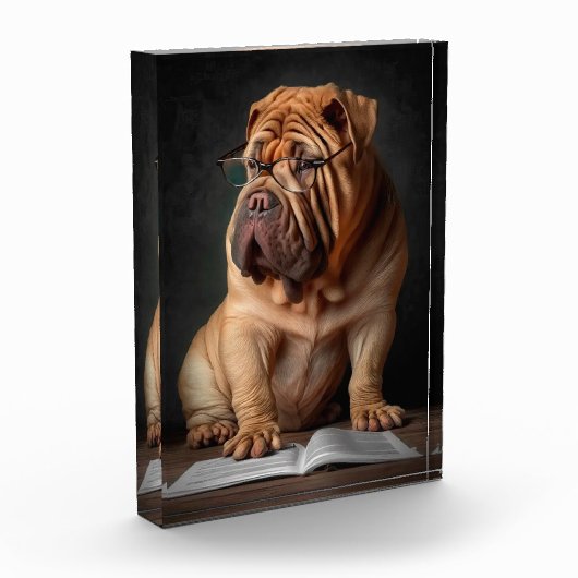 Intelligente Shar Pei hond met boekontwerp Fotoblokken (Links)