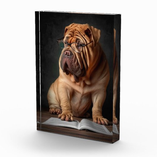 Intelligente Shar Pei hond met boekontwerp Fotoblokken (Rechts)