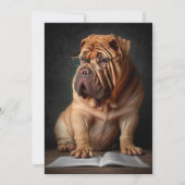 Intelligente Shar Pei hond met boekontwerp Kaart (Voorkant)