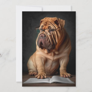 Intelligente Shar Pei hond met boekontwerp Kaart